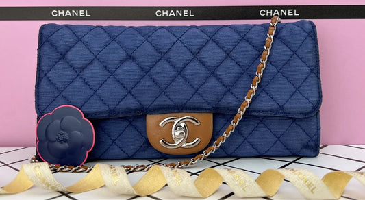Chanel Denim CC quilted wallet on chain