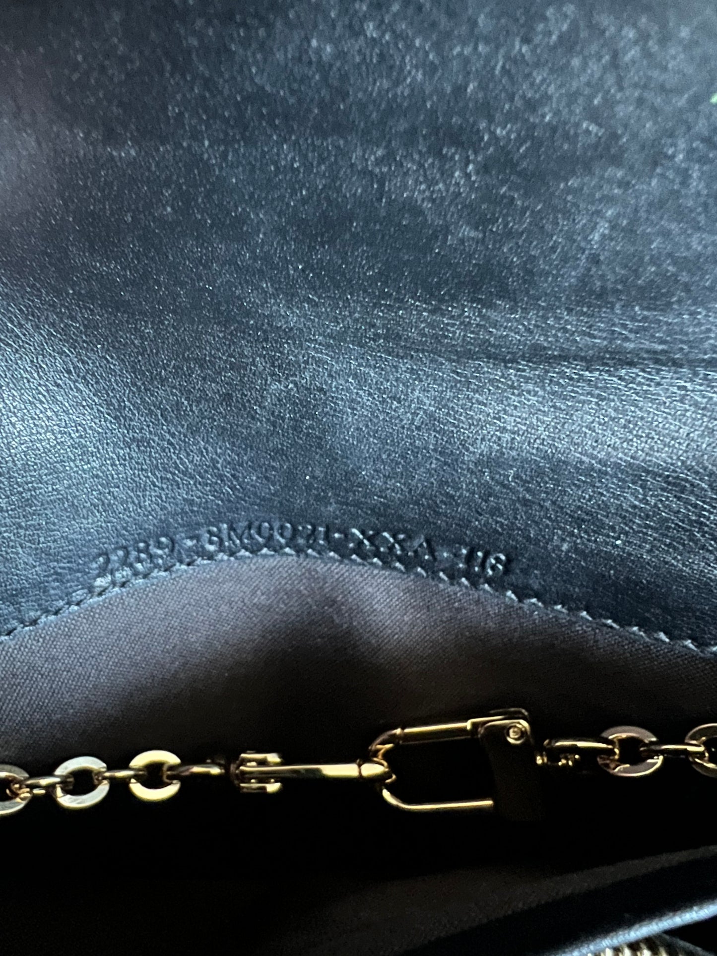 Fendi Zucchino black patent leather wallet on chain